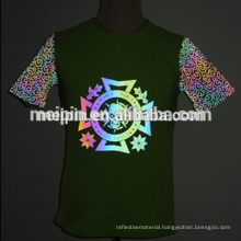 High Quality OEM cotton t shirt comfortable tshirt in rainbow reflective logo